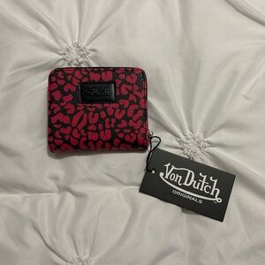 Von Dutch pink leopard print zip around wallet
